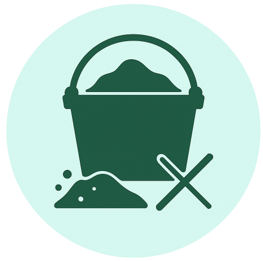 Icon of a feed bucket with a cross symbol indicating no bucket feed