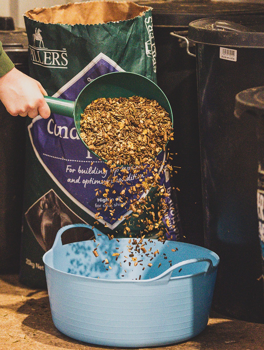 preparing horse feed with spillers